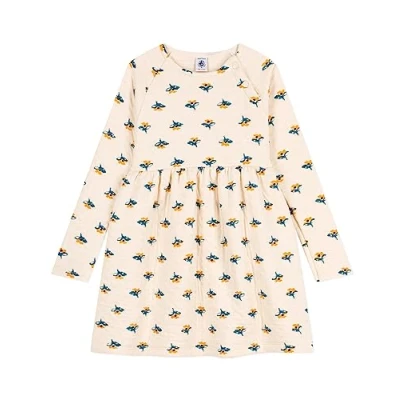 Abbildung von Petit Bateau Mädchen Langarmkleid, Weiss Avalanche / Mehrfarbig, 10 Jahre