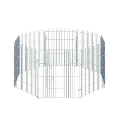 Abbildung von PawHut Freilaufgehege Welpenauslauf Welpenzaun Laufstall Welpengitter für Tiere 8 teilig B63 x H76 cm