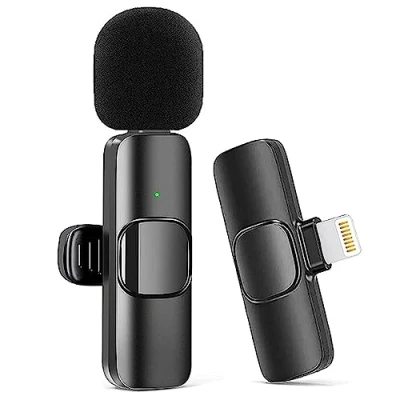 Abbildung von Kinizuxi Handy Mikrofon für iPhone/iPad, Plug Play Lavalier Wireless Microphone Ansteckmikrofon Kabellos Videoaufnahmen, Vlog, TikTok, YouTube, Live Streaming