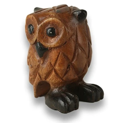 Abbildung von ART CRAFT Eule aus Holz handgeschnitzt 8cm