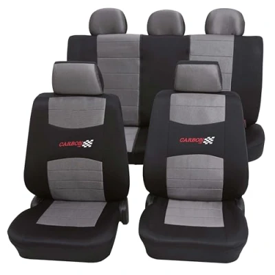 Abbildung von PETEX Auto Sitzbezüge Universal Komplett Set 11 teilig Carbon schwarz, Eco Class mit SAB 1 Vario