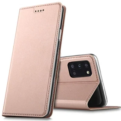 Abbildung von Verco Handyhülle für Samsung Galaxy A31, Premium Handy Flip Cover A31 Hülle [integr. Magnet] Book Case PU Leder Tasche, Rosegold