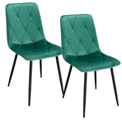 Abbildung von JUMI Modern 2er Set Esszimmerstuhl PIADO 44 x 89 52 cm, Stühle Esszimmer, Wohnzimmer, Schlafzimmer, Bürostuhl Ohne Armlehne Schreibtischstuhl, Schminktisch Stuhl Metallbeine (Grün)