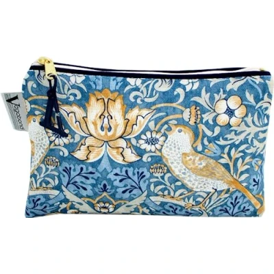 Abbildung von William Morris Strawberry Theif Kosmetiktasche, blau, 18cm x 12.5cm 1.5cm, Weiche Tasche mit Reißverschluss