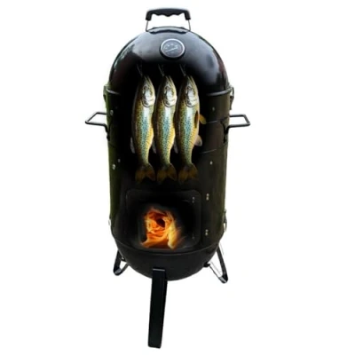 Abbildung von Jürgen Westerholt GmbH Smoker Räuchertonne Grilltonne Räucherofen Grill Ofen, Grillofen mit Thermometer