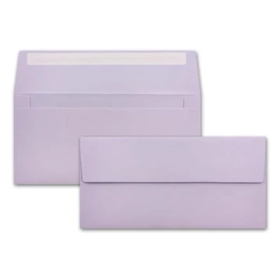 Abbildung von 50 Brief Umschläge DIN Lang Lila 110 g/m² 11 x 22 cm sehr formstabil Haftklebung Qualitätsmarke: FarbenFroh by GUSTAV NEUSER