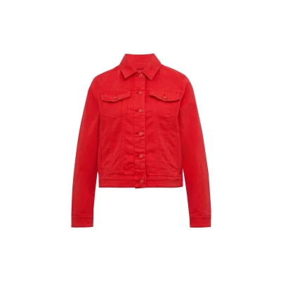 Abbildung von Jeansjacke mit seitlichen Eingrifftaschen rot 36