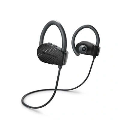 Abbildung von Energy Sistem Earphones Bluetooth Sport 1+ Dark (Bluetooth 5.1, Sprachsteuerung, Secure Fit Befestigungssystem, schweißresistent), Schwarz
