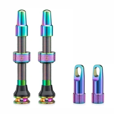 Abbildung von HZJD 2 Stück Presta Tubeless Ventile, Neon, Vorbau, Integriertes Kernentfernungswerkzeug(44 mm)