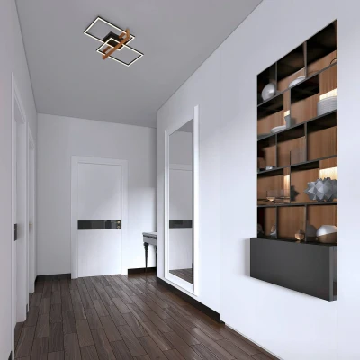 Abbildung von BRILONER LED Deckenlampe Frame, Deckenleuchte mit warmweißer Lichtfarbe, 34W Lampe Holzrahmen, Wohnzimmerlampe, Schlafzimmerlampe, 505x315x110 mm (LxBxH), Schwarz Holz