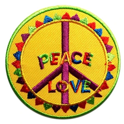 Abbildung von Catch the Patch Aufnäher Bügelbild, Aufbügler, Applikationen, Patches, Flicken, zum aufbügeln, Polyester, Peace Frieden Love Größe: Ø 7,5 cm