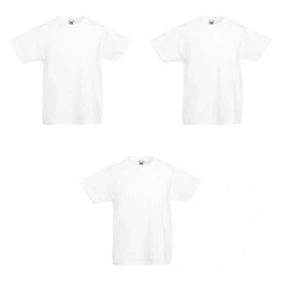 Abbildung von GIDUTEX 3er Pack Kinder Tshirts by Fruit of The Loom Original T Unisex (DE/NL/SE/PL, Numerisch, 152, Regular, 3, Weiß)