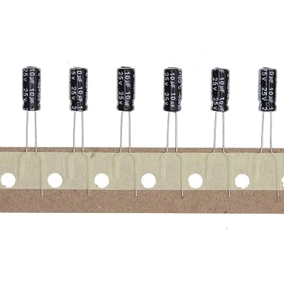 Abbildung von 100 Stück 25V 10UF Steckbarer Aluminium Elektrolytkondensator 5x11 5 * 11mm