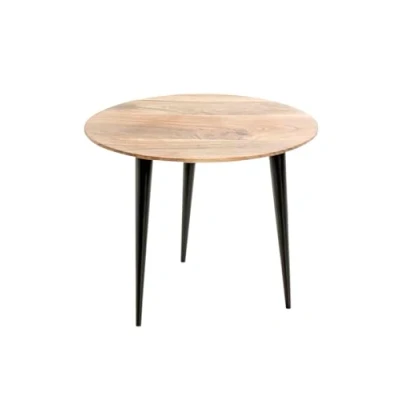 Abbildung von HAKU Möbel Beistelltisch akazie, schwarz, Massivholz, Metall Maße: H 41 cm x Ø 50 cm, Style: Modern