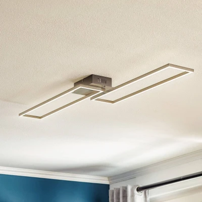 Abbildung von Briloner Leuchten LED Deckenleuchte 3145015 FRAME, CCT über Fernbedienung, Nachtlichtfunktion, Timerfunktion, fest integriert, Kaltweiß, Neutralweiß, Tageslichtweiß, Warmweiß, Deckenlampe, 110x24,8x7,8cm, Schwarz, 40W, Wohnzimmer, Schlafzimmer