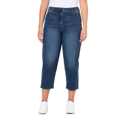 Abbildung von Ulla Popken MOM Jeans Tapered Fit, Damen, Größe: 52, Dark blue denim