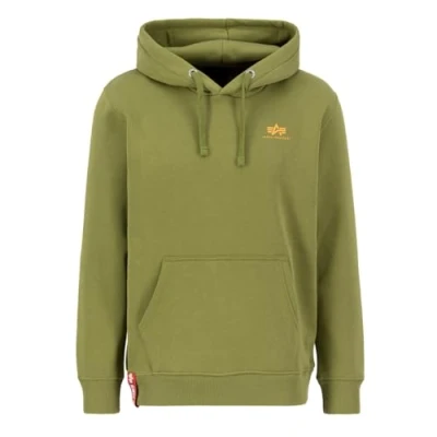 Abbildung von Alpha Industries Small LOGO Kapuzenpullover, Herren, Größe: Medium, Moss green