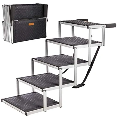 Abbildung von ONVAYA Hunderampe Hundetreppe faltbar, 5 Stufen, 6 Hunderampe, Aluminium, faltbare