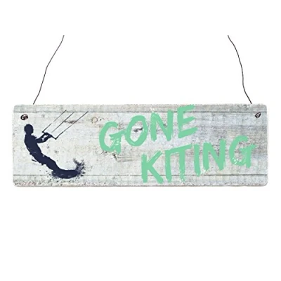 Abbildung von Interluxe Holzschild Dekoschild Gone Kiting Shabby Vintage Meer Beach Kiten