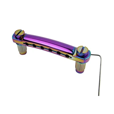 Abbildung von Guyker Guitar Tune O Matic Tailpiece Stop Bar with Studs Bridges Parts Replacement for LP SG Style 6 String Electric (GS001, Rainbow Chameleon)