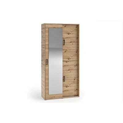 Abbildung von MargaretHadas24 Garderobenschrank Vanessa II 100 cm Garderobe Schrank Spiegel Schlafzimmer Jugendzimmer (Eiche Artisan, 100cm)