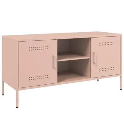 Abbildung von vidaXL TV Schrank, Lowboard für Fernseher, Fernsehtisch mit Stauraum, Möbel Fernsehschrank Wohnzimmer, Industrie Stil, Rosa Stahl
