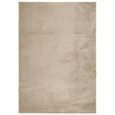 Abbildung von vidaXL Teppich, Wohnzimmerteppich Kurzflor Weich Waschbar, Moderner Teppich für Wohnzimmer Schlafzimmer, Flauschig Einfarbig rutschfest, Sandfarben 120x170cm
