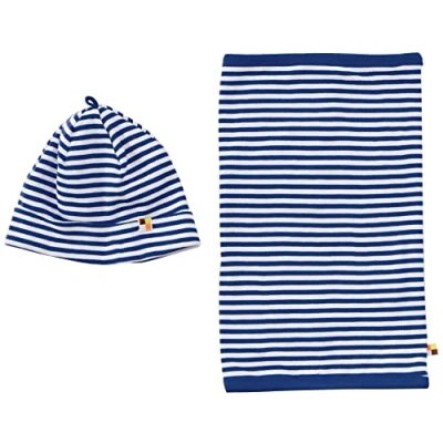 Abbildung von loud + proud Unisex Kinder Set Schlauchschal, GOTS Zertifiziert Beanie Mütze, Ultramarine, 53 54 EU