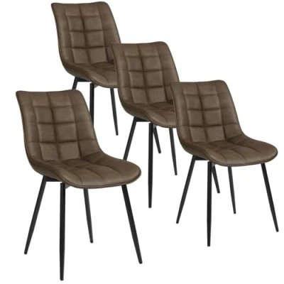Abbildung von WOLTU 4 x Esszimmerstühle 4er Set Esszimmerstuhl Küchenstuhl Polsterstuhl Design Stuhl mit Rückenlehne, Sitzfläche aus Kunstleder, Gestell Metall, Braun, BH207br