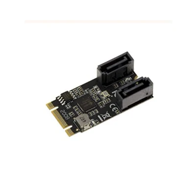 Abbildung von KALEA INFORMATIQUE M.2 Controller Karte (M2 NGFF) Typ PCIe M oder B+M Key 2 SATA 3.0 6Gbps Port mit JMB582 Chipsatz.