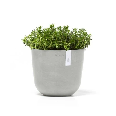 Abbildung von Ecopots Oslo mini 19 cm weiß grau Pflanzentopf/Blumentopf
