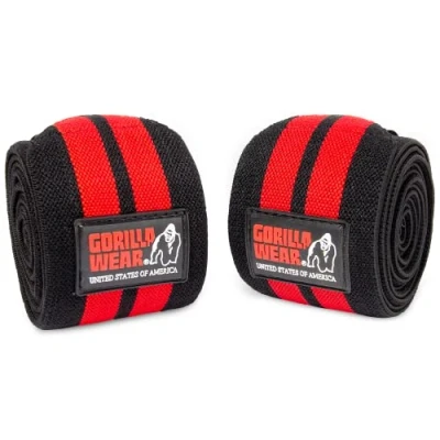 Abbildung von Gorilla Wear Knee Wraps 79 Inch schwarz/rot Bodybuilding und Fitness Accessoire
