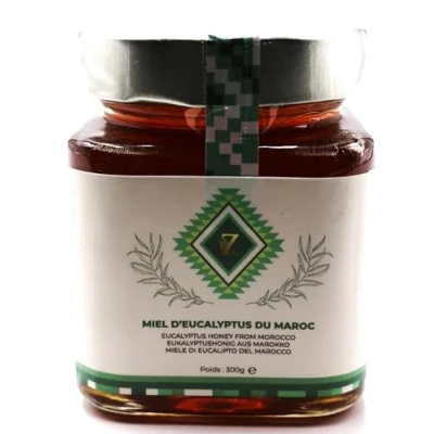Abbildung von Eukalyptushonig aus Marokko 300 g, 100% natürlich, geerntet in der Region Souss Massa Draa, ein seltener und einzigartiger Honig
