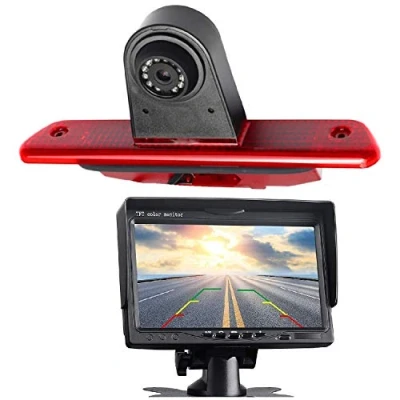 Abbildung von HD 720p Dritte Dach Bremsleuchte Kamera Bremslicht Rückfahrkamera für FIAT Scudo Citroen Jumpy/Peugeot Expert/Proace 2007 2016 +7.0&quot; Zoll DVD Monitor TFT Bildschirm LKW KFZ Display