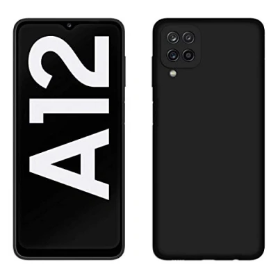 Abbildung von cofi1453® Silikon Hülle Basic kompatibel mit Samsung Galaxy A12 (A125F) Case TPU Soft Handy Cover Schutz Schwarz