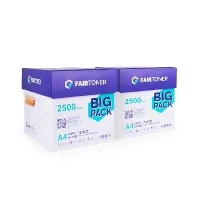 Abbildung von FairToner Kopierpapier 5000 Blatt DIN A4 80g, Weiß (10 x 500 / 10er Pack) Universal Druckerpapier für Laserdrucker und Tintenstrahldrucker geeignet