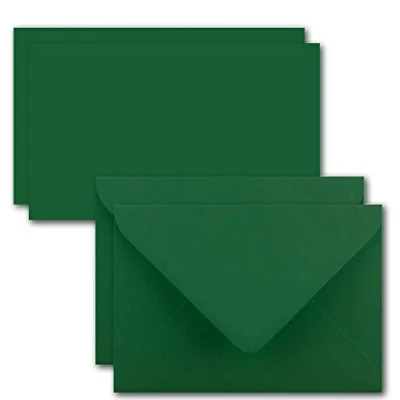 Abbildung von 25x Karte mit Umschlag Set aus Einzel Karten DIN A7 10,5x7,3 cm Dunkelgrün Brief Umschlägen C7