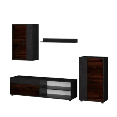 Abbildung von Vicco Wohnwand Berno, Braun/Anthrazit, 4er Set, (4 St., 4 er Set)