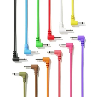 Abbildung von ExcelValley Rechtwinkliger Mono Modular Patchkabel TS 3,5mm 1/8 Zoll Eurorack Synthesizer [12 Pack 90 cm 35,43&quot;]