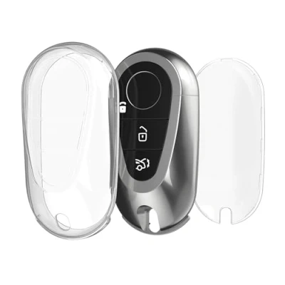 Abbildung von kwmobile Autoschlüssel Hülle kompatibel mit Mercedes Benz 3 Tasten Smart Schlüsselhülle Silikon Cover Transparent