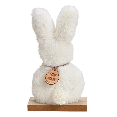 Abbildung von matches21 Flauschige Dekofigur Osterhase aus Plüsch Osterdeko Hase Ostern Deko Hasenfigur Frühlingsdeko weiß 20x36x5 cm