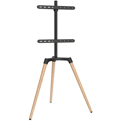 Abbildung von EasyLife Design STAFFELEI Tripod TV Stativ Halterung bis 65&#039;&#039; Zoll &amp; 35 kg Fernseher/Monitor 140 Schwenkbar Höhenverstellbar + Kabelmanagement VESA 400x400 (Schwarz/Buche hell)
