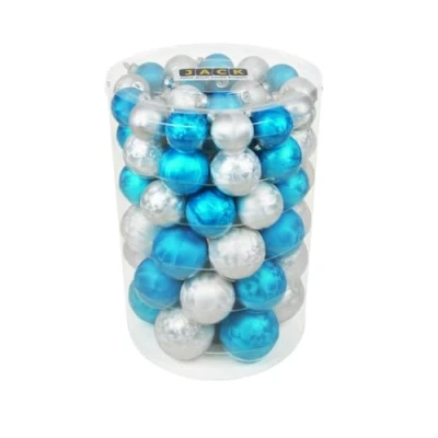 Abbildung von JACK by Inge Glas 60x Christbaumkugeln 4 5 6 7 cm Eislack Weiß/Blau+ Haken