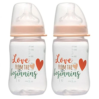 Abbildung von FlaschenSet NIP Anti Colic Flasche 260ml Mit rundem Weithalstrinksauger aus Silikon Gr. M Milch ab Geburt, 2er Pack