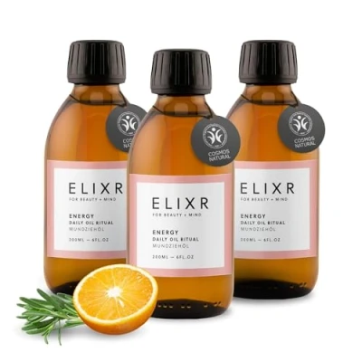 Abbildung von ELIXR Energy Mundziehöl Bestseller aus Die Höhle der Löwen Zahnöl mit Orangenöl Rosmarinöl Ingweröl zum Ölziehen 200ML Judith Williams Deal