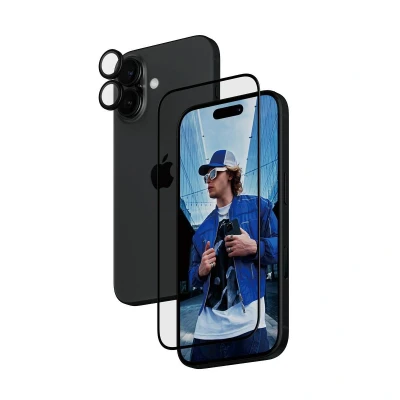 Abbildung von 2er pack Apple iPhone 16 Panzerglas PanzerGlass 2 in 1 Screenprotector en cameraprotector Ultra Wide Fit Anti Bacterial
