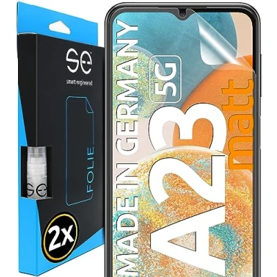 Abbildung von S.E für Samsung Galaxy A23/A23 5G Folie, matt entspiegelt, 2x Full Screen, Positionierhilfe, Schutzfolie, matte Displayfolie, Schutzfolie aus Deutschland