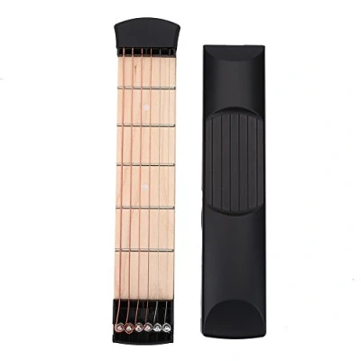 Abbildung von Taschengitarre, 6 Fret tragbare Pocket Gitarre Praxis Tool Gadget Chord Trainer für Anfänger Gitarrist Praxistraining, linke Hand