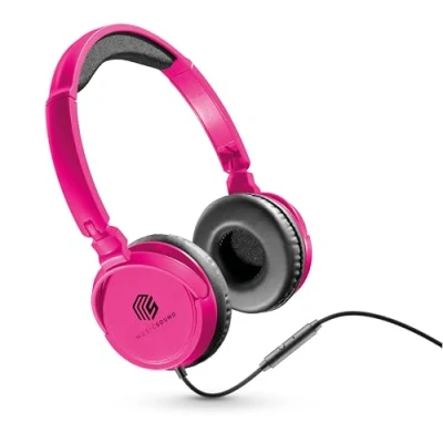Abbildung von Music Sound Bügelkopfhörer mit Kabel Over Ear Basic On Kopfhörer Faltbarer Kopfbügel 1,2 m Anti Tangle und integriertem Mikrofon 3,5 mm Klinkenanschluss Farbe Rosa, MUSICSOUNDFULLCP