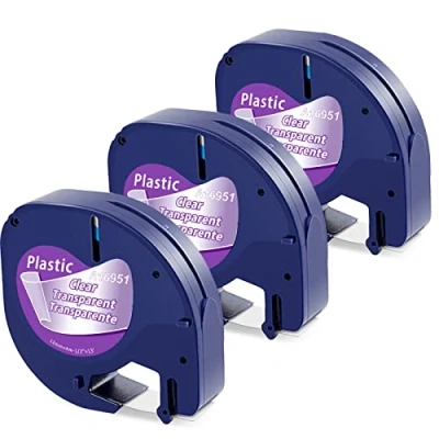 Abbildung von 3x Kompatibel mit Dymo LetraTag Transparent Etikettenband 12mm x 4m, Clear Plastic Etikettenband, 12267 1695 Durchsichtig Band für LT 100H 100T 110T 200B XR XM